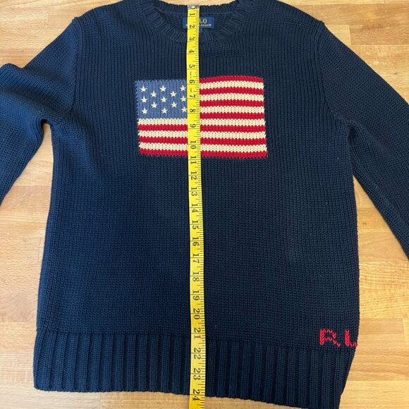 Ralph Lauren Navy Knit American Flag Sweater (S) 🇺🇸 - Picture 7 of 9